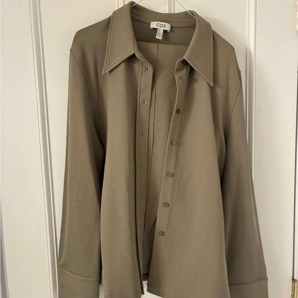 COS Khaki Green Long Sleeve Shirt & matching Pant Set
